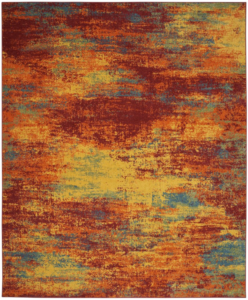 5' X 7' Flame Abstract Indoor Outdoor Area Rug HomeRoots