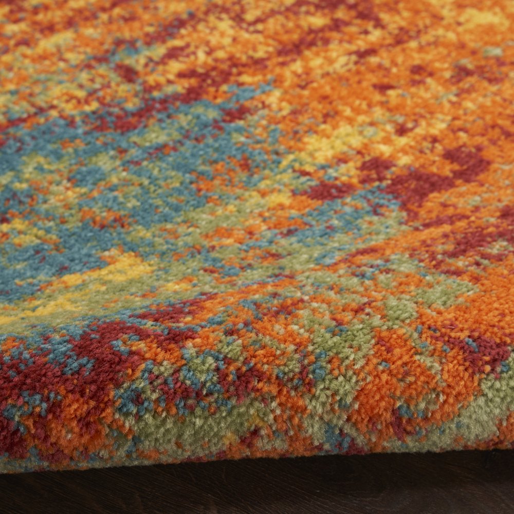 5' X 7' Flame Abstract Indoor Outdoor Area Rug HomeRoots