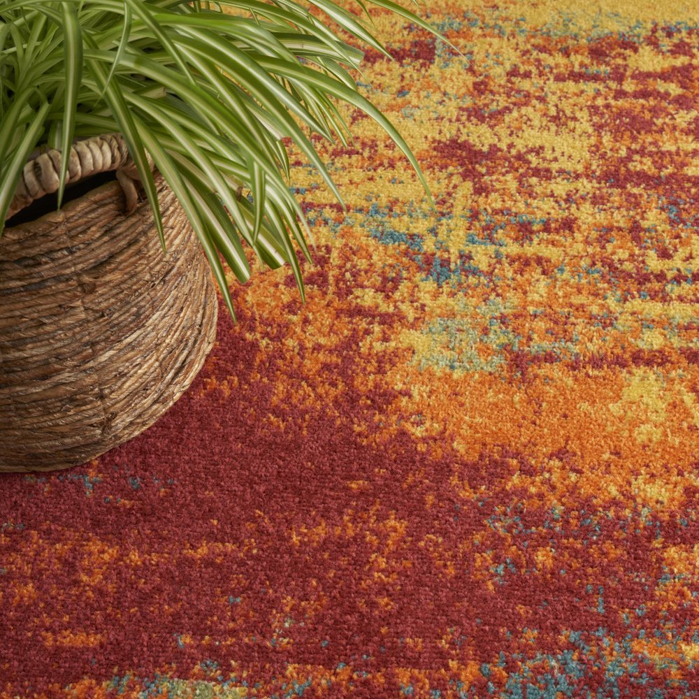 5' X 7' Flame Abstract Indoor Outdoor Area Rug HomeRoots