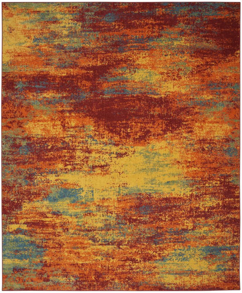 5' X 7' Flame Abstract Indoor Outdoor Area Rug — view 4