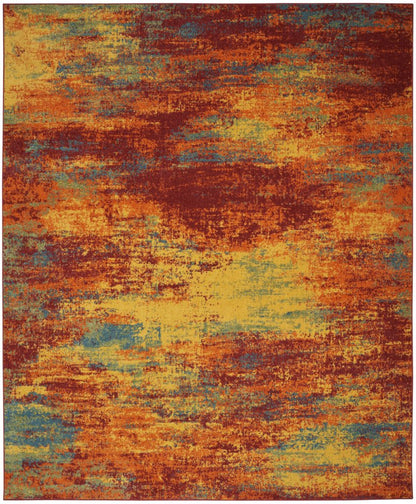 5' X 7' Flame Abstract Indoor Outdoor Area Rug HomeRoots