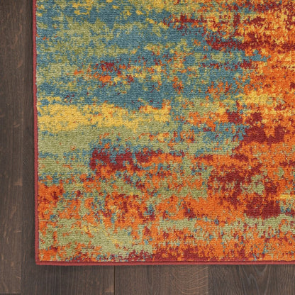 5' X 7' Flame Abstract Indoor Outdoor Area Rug HomeRoots