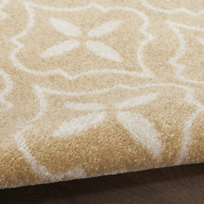 5' X 7' Beige And Ivory Geometric Indoor Outdoor Area Rug HomeRoots