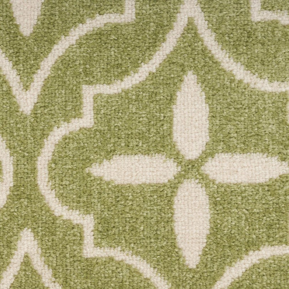 5' X 7' Green And Ivory Geometric Indoor Outdoor Area Rug — view 4