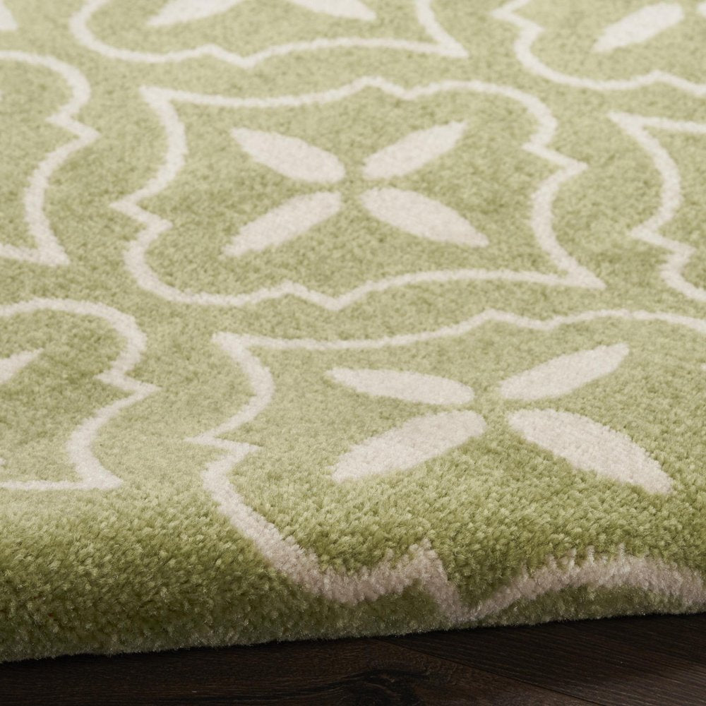 5' X 7' Green And Ivory Geometric Indoor Outdoor Area Rug HomeRoots