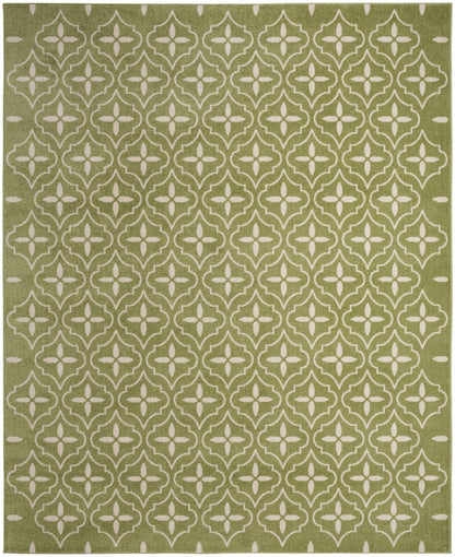 5' X 7' Green And Ivory Geometric Indoor Outdoor Area Rug HomeRoots