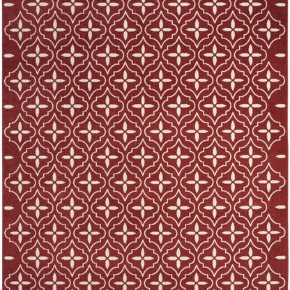5' X 7' Brick Red And Ivory Geometric Indoor Outdoor Area Rug HomeRoots