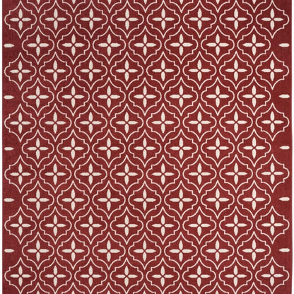 5' X 7' Brick Red And Ivory Geometric Indoor Outdoor Area Rug HomeRoots