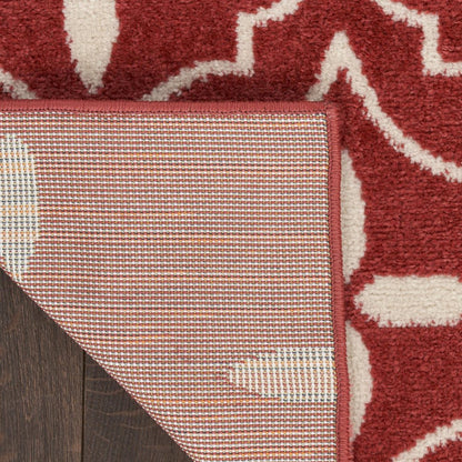 5' X 7' Brick Red And Ivory Geometric Indoor Outdoor Area Rug HomeRoots