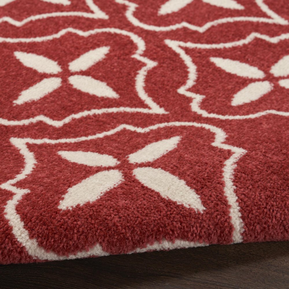 5' X 7' Brick Red And Ivory Geometric Indoor Outdoor Area Rug HomeRoots
