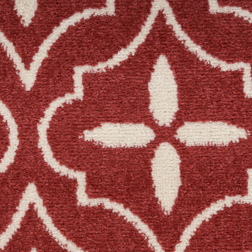 5' X 7' Brick Red And Ivory Geometric Indoor Outdoor Area Rug — view 9