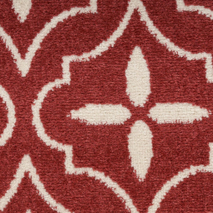 5' X 7' Brick Red And Ivory Geometric Indoor Outdoor Area Rug HomeRoots