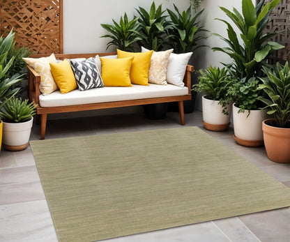 7' Green And Gold Square Abstract Indoor Outdoor Area Rug HomeRoots
