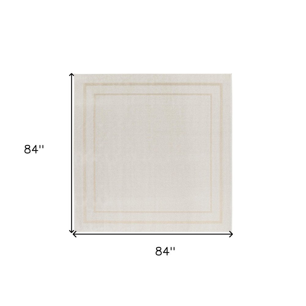 7' Ivory And Gold Square Indoor Outdoor Area Rug — view 3