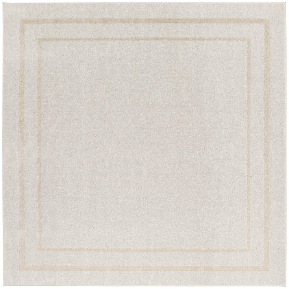 7' Ivory And Gold Square Indoor Outdoor Area Rug — view 8