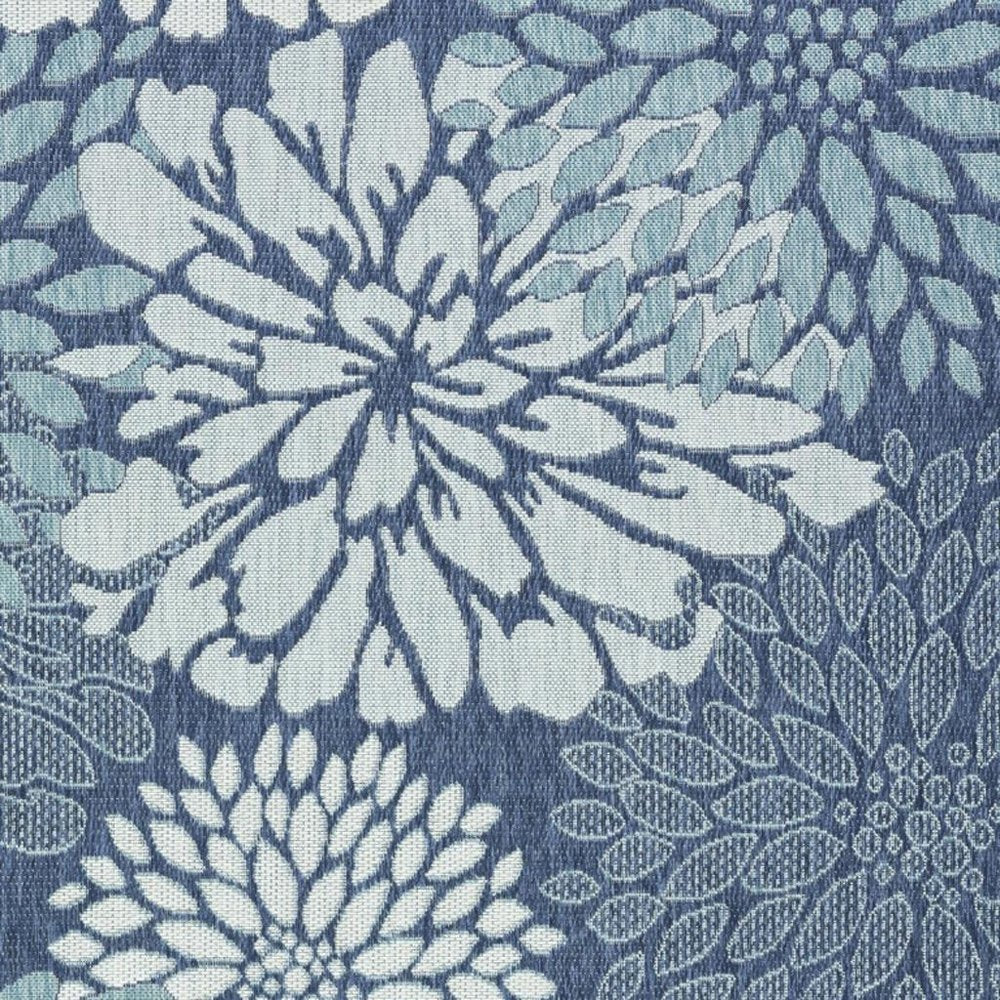 5' X 7' Navy Blue Floral Indoor Outdoor Area Rug HomeRoots
