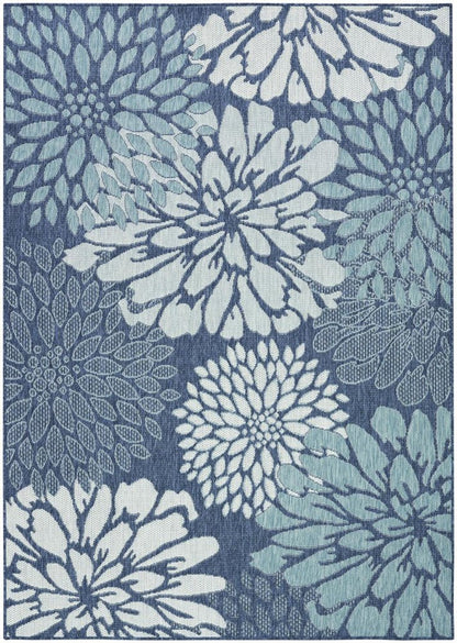 5' X 7' Navy Blue Floral Indoor Outdoor Area Rug HomeRoots