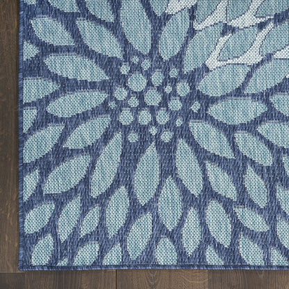 5' X 7' Navy Blue Floral Indoor Outdoor Area Rug HomeRoots