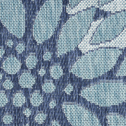 5' X 7' Navy Blue Floral Indoor Outdoor Area Rug HomeRoots