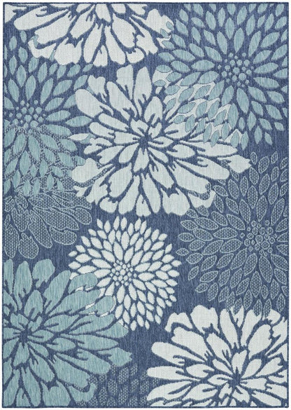 5' X 7' Navy Blue Floral Indoor Outdoor Area Rug HomeRoots