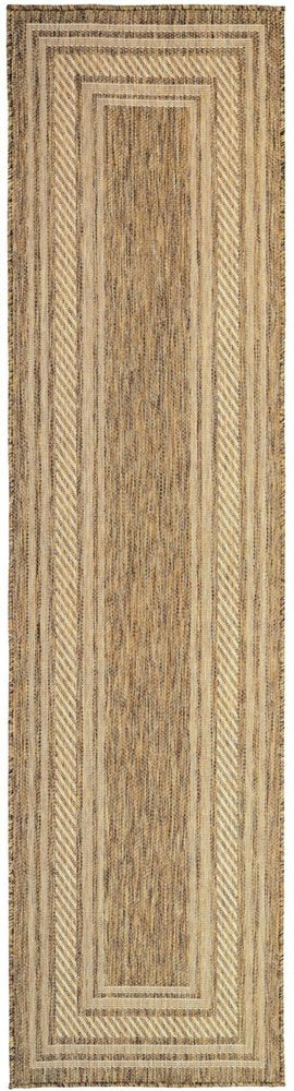 8' Natural Geometric Indoor Outdoor Runner Rug HomeRoots