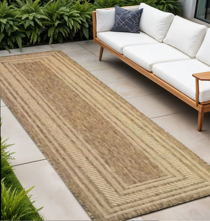 8' Natural Geometric Indoor Outdoor Runner Rug HomeRoots