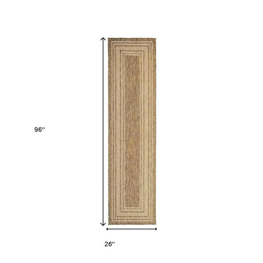 8' Natural Geometric Indoor Outdoor Runner Rug