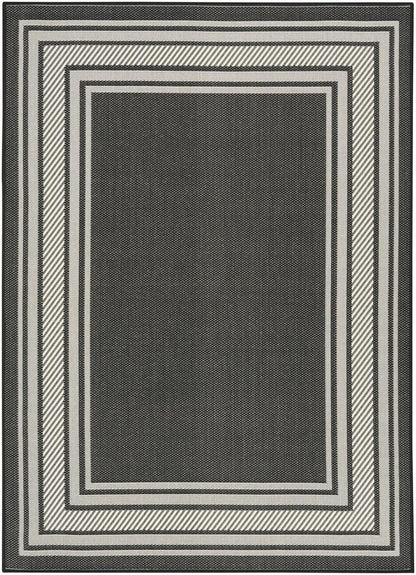 5' X 7' Black Geometric Indoor Outdoor Area Rug