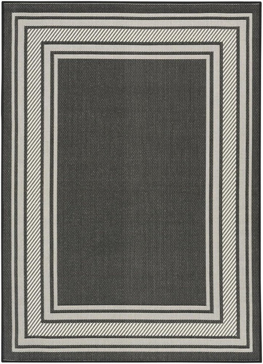 5' X 7' Black Geometric Indoor Outdoor Area Rug