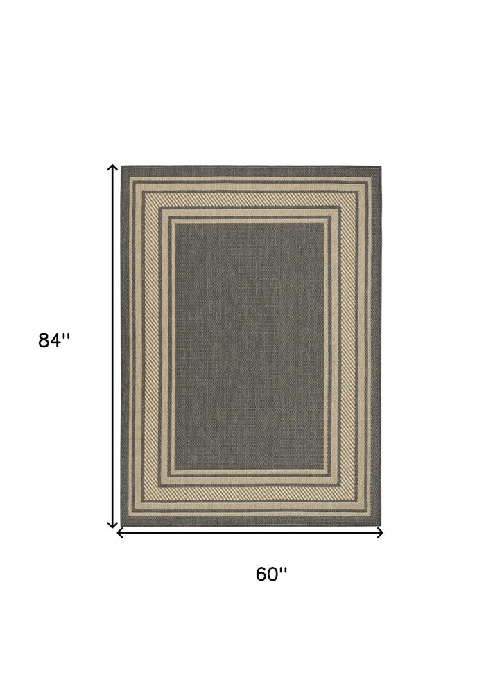 5' X 7' Charcoal Geometric Indoor Outdoor Area Rug HomeRoots