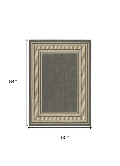 5' X 7' Charcoal Geometric Indoor Outdoor Area Rug HomeRoots