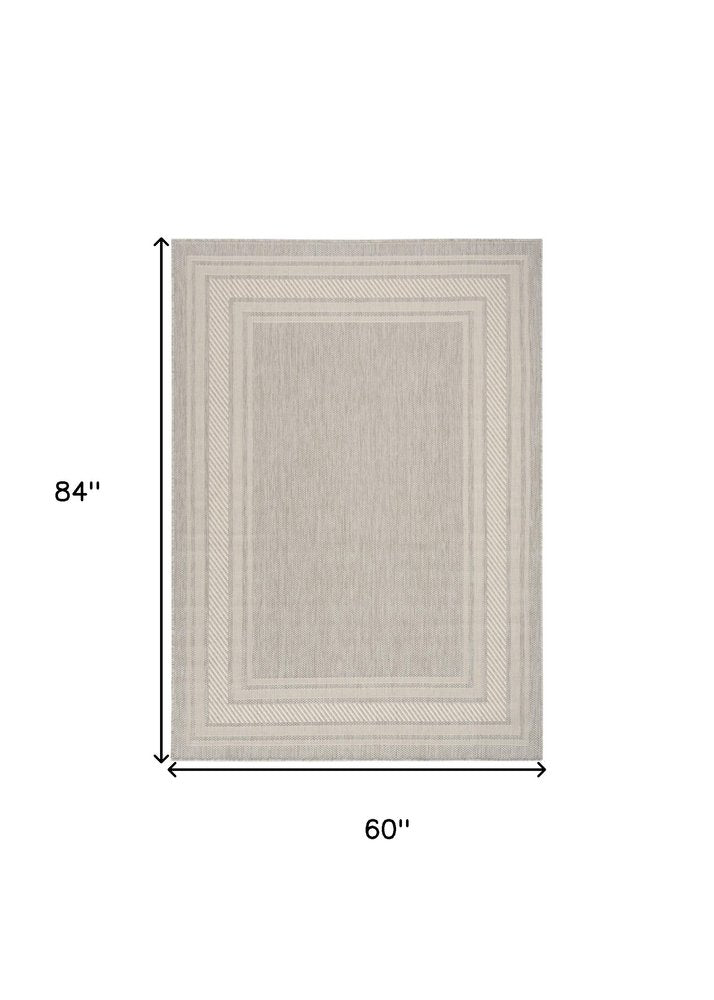 5' X 7' Gray Geometric Indoor Outdoor Area Rug HomeRoots