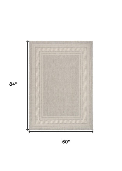5' X 7' Gray Geometric Indoor Outdoor Area Rug HomeRoots