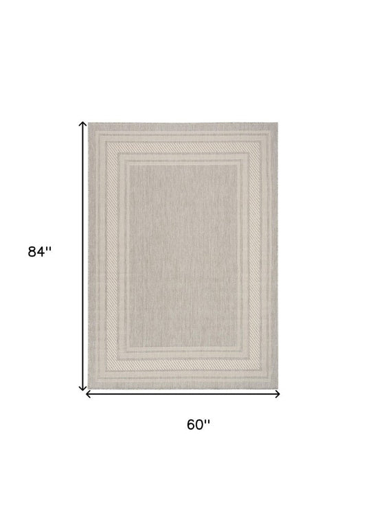 5' X 7' Gray Geometric Indoor Outdoor Area Rug