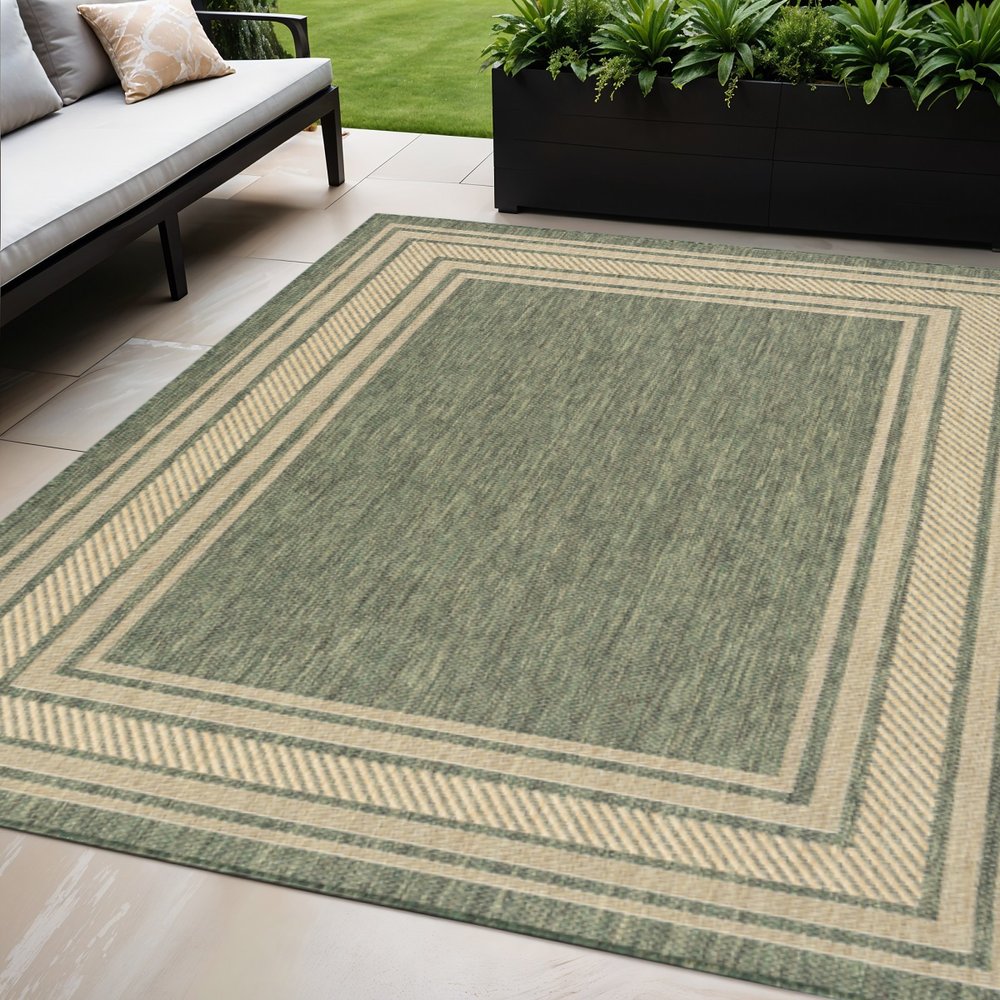 5' X 7' Green Geometric Indoor Outdoor Area Rug HomeRoots
