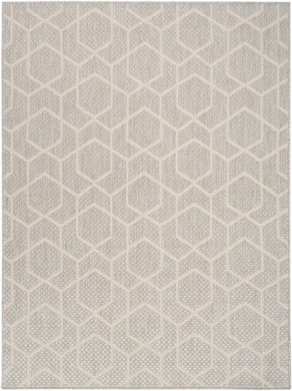 5' X 7' Gray And Beige Geometric Indoor Outdoor Area Rug