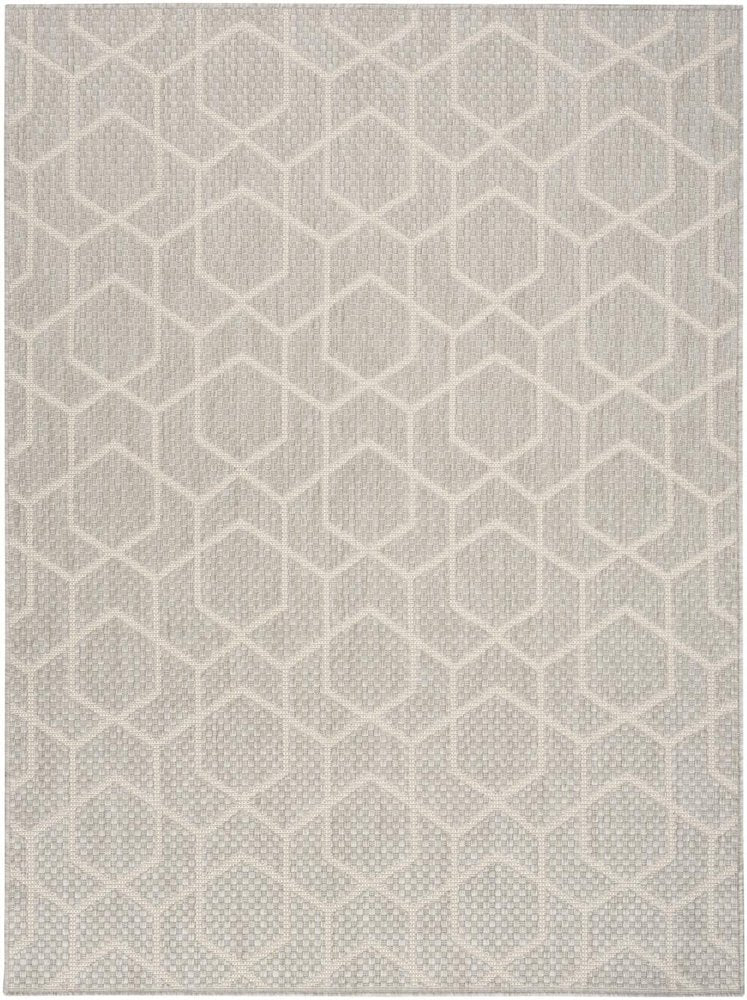 5' X 7' Gray And Beige Geometric Indoor Outdoor Area Rug
