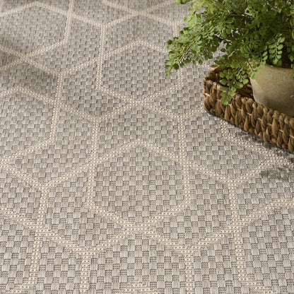 5' X 7' Gray And Beige Geometric Indoor Outdoor Area Rug HomeRoots