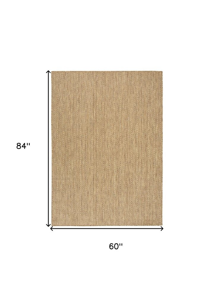 5' X 7' Natural Geometric Indoor Outdoor Area Rug HomeRoots