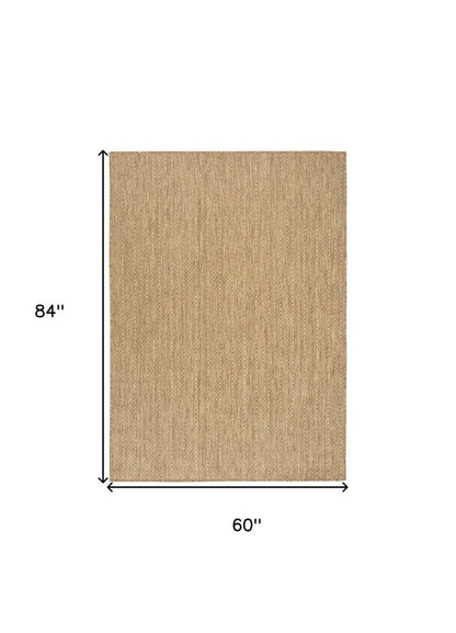 5' X 7' Natural Geometric Indoor Outdoor Area Rug HomeRoots