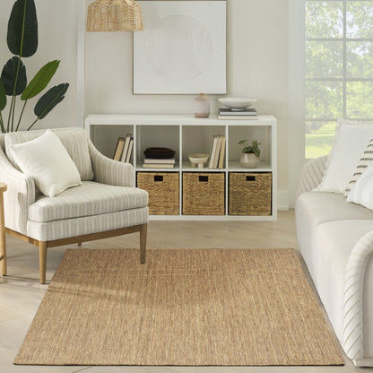 5' X 7' Natural Geometric Indoor Outdoor Area Rug HomeRoots