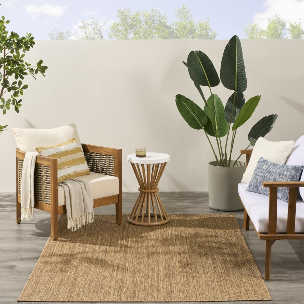 5' X 7' Natural Geometric Indoor Outdoor Area Rug HomeRoots