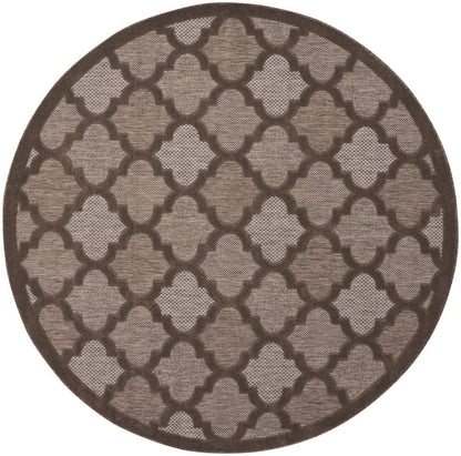 8' Brown Round Geometric Indoor Outdoor Area Rug HomeRoots