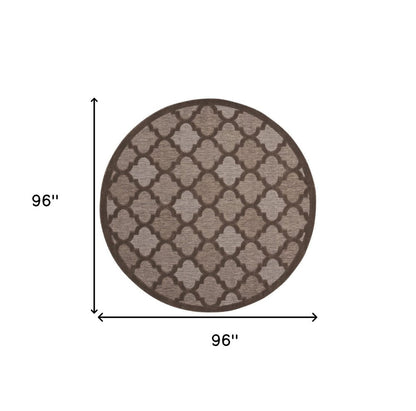 8' Brown Round Geometric Indoor Outdoor Area Rug HomeRoots