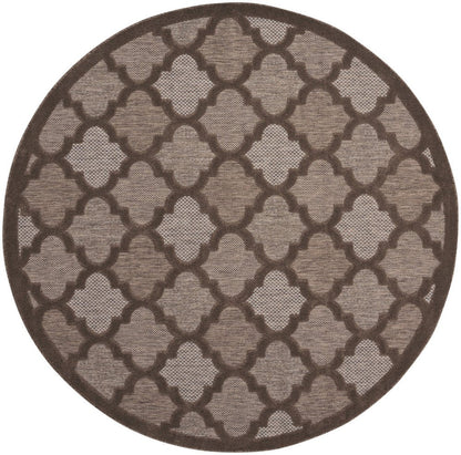 8' Brown Round Geometric Indoor Outdoor Area Rug HomeRoots