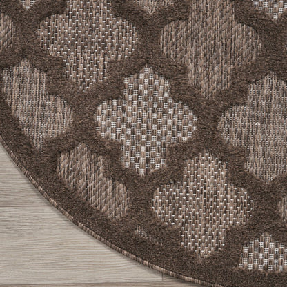 8' Brown Round Geometric Indoor Outdoor Area Rug HomeRoots
