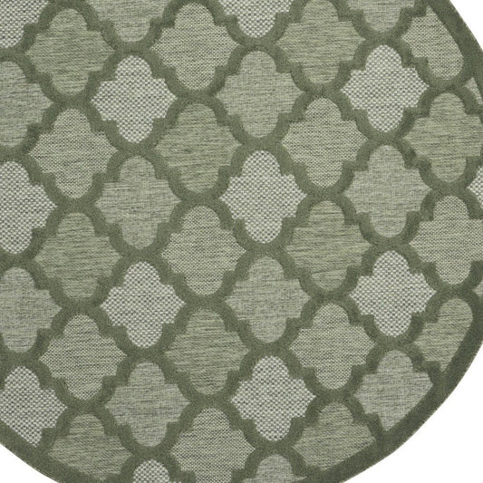 8' Green Round Geometric Indoor Outdoor Area Rug