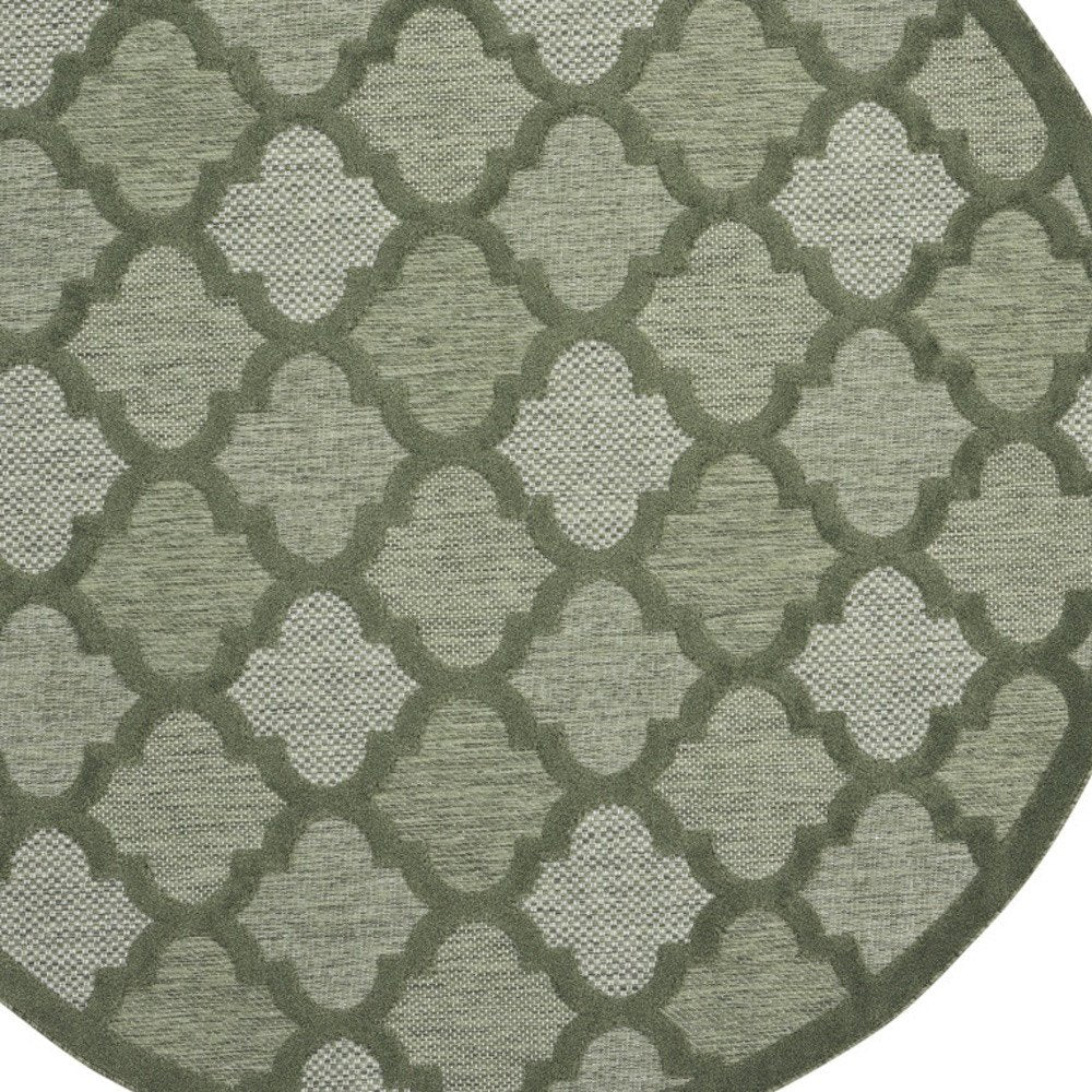 8' Green Round Geometric Indoor Outdoor Area Rug — view 1