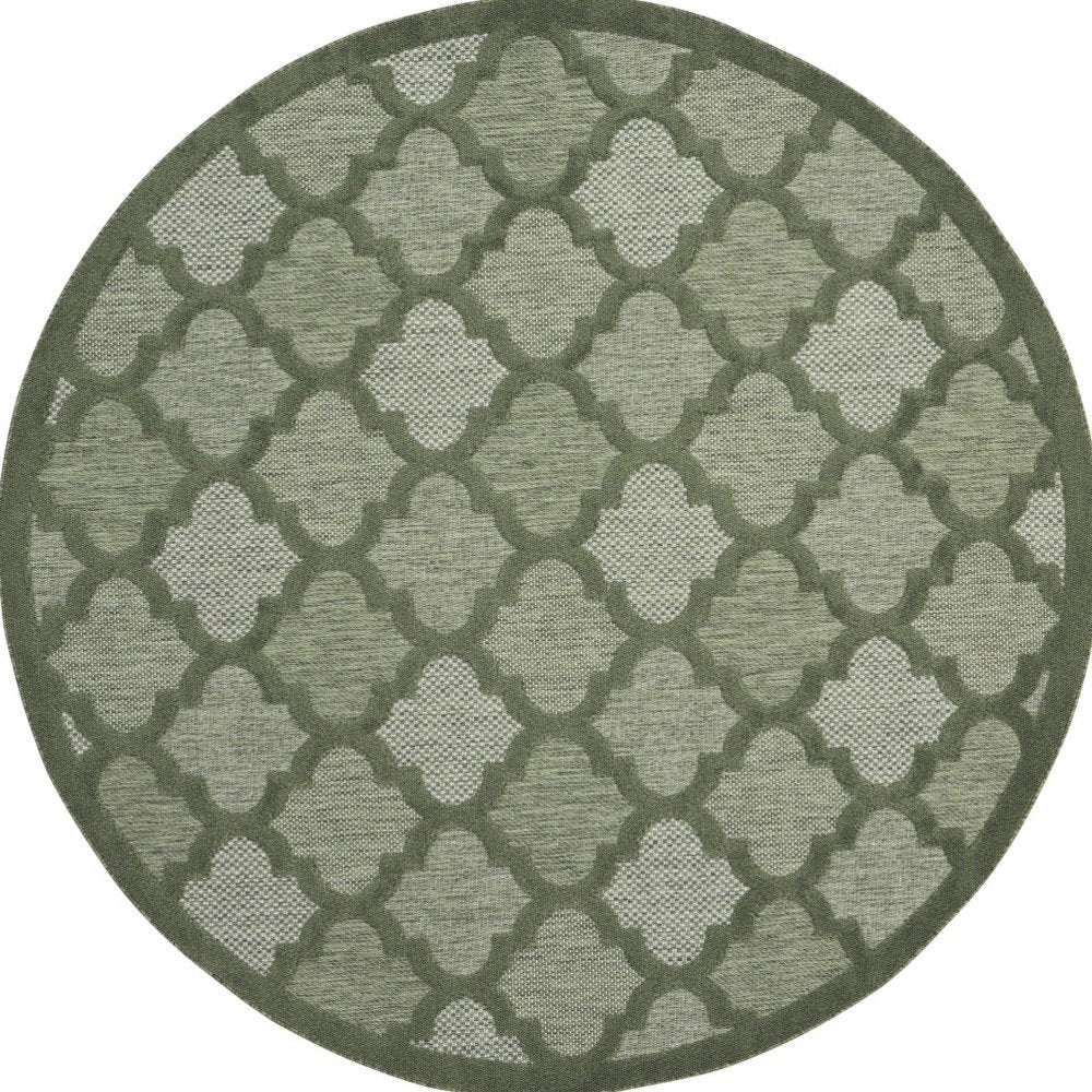 8' Green Round Geometric Indoor Outdoor Area Rug — view 2