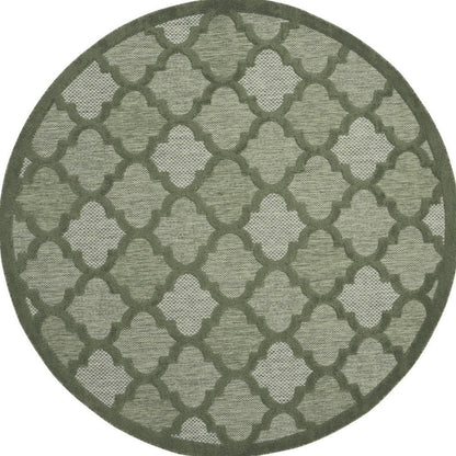 8' Green Round Geometric Indoor Outdoor Area Rug